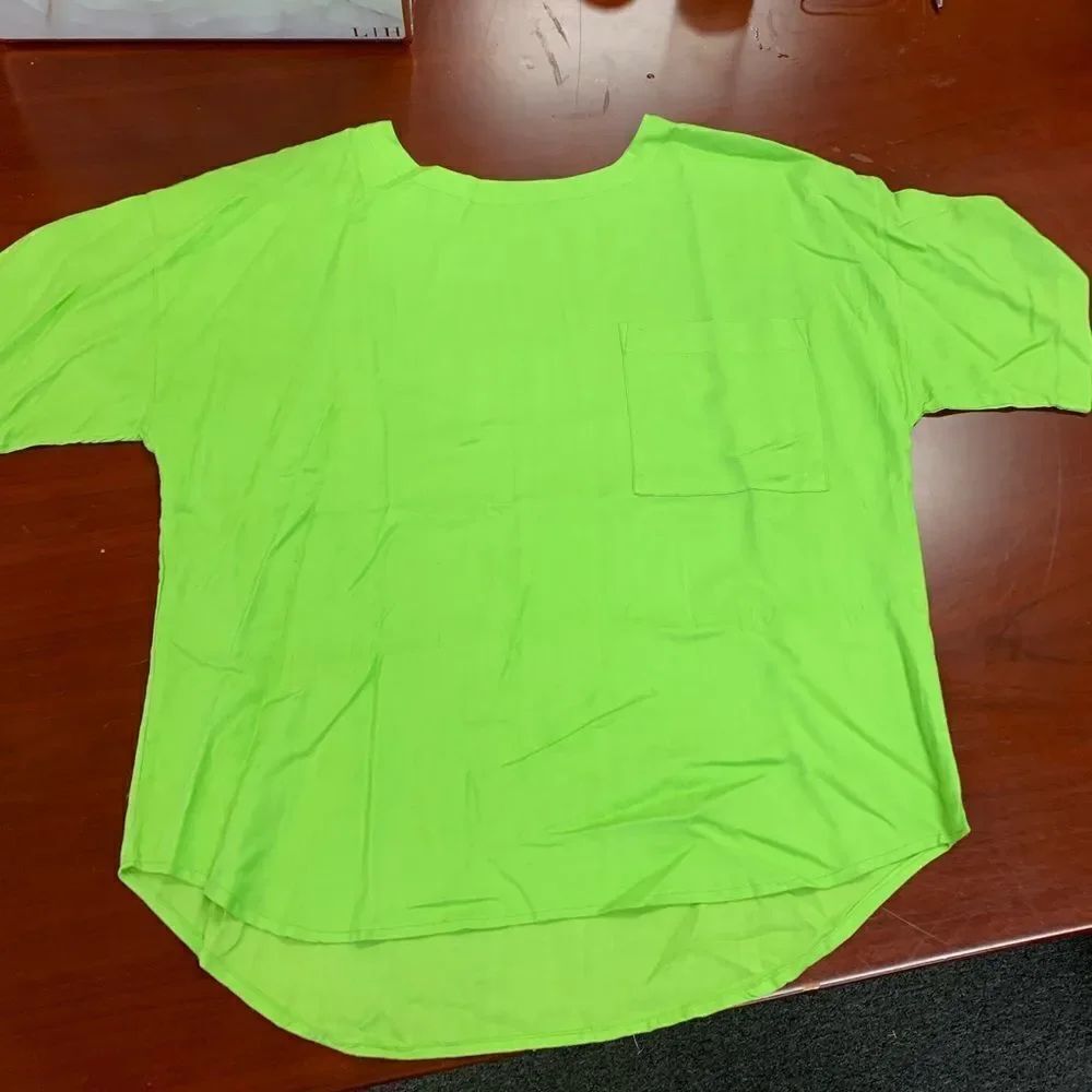 Vintage Andrew Sport Green Rayon Top sz M